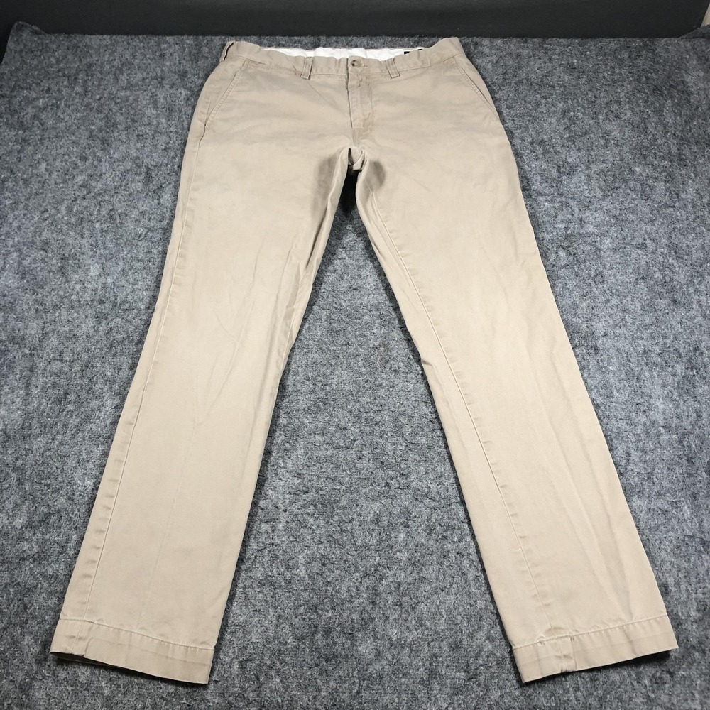 Polo Ralph Lauren Pants Mens 34x34 Beige Slim Fit Straight Chino Cotton Casual